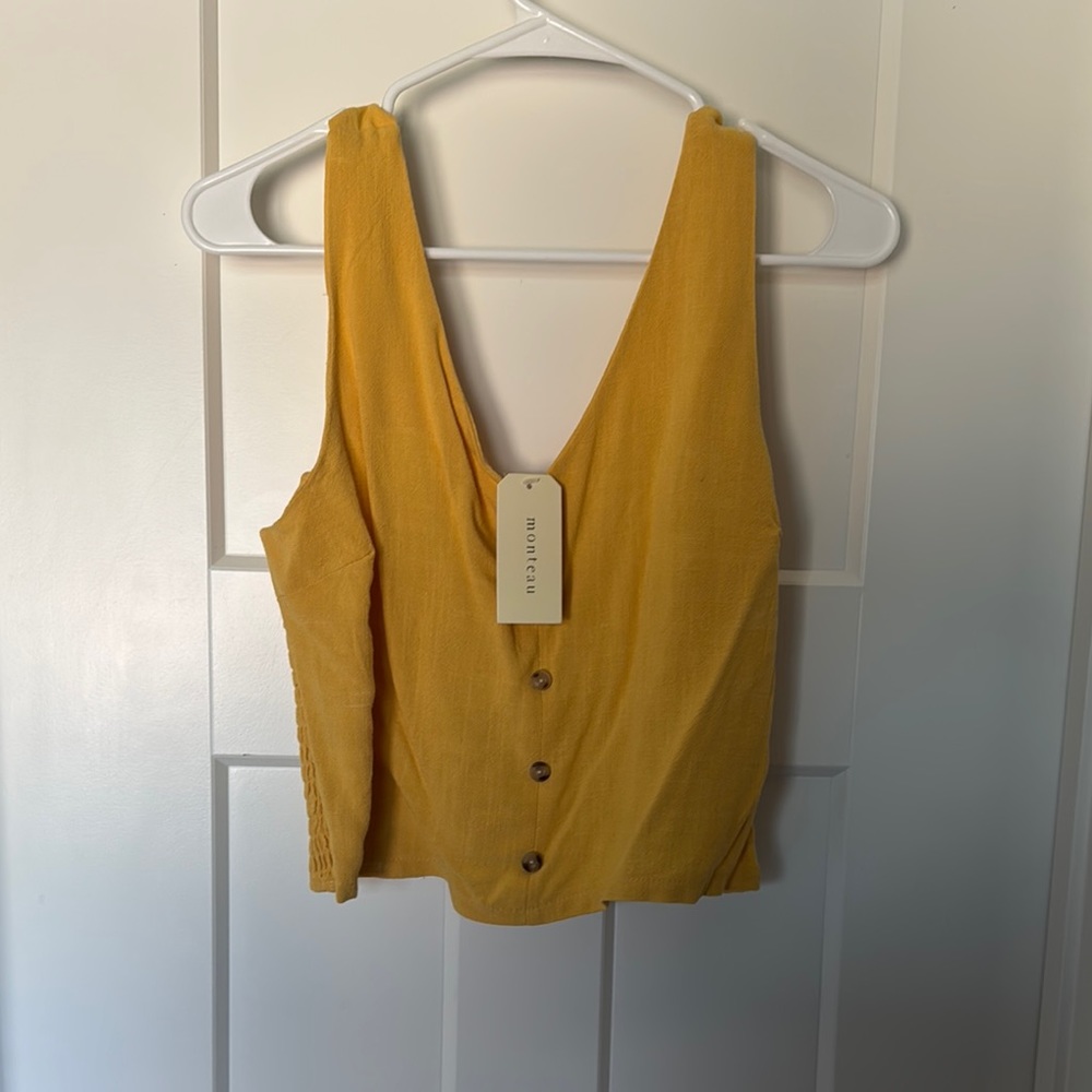 Mango Yellow Fitted Crop Tank Top